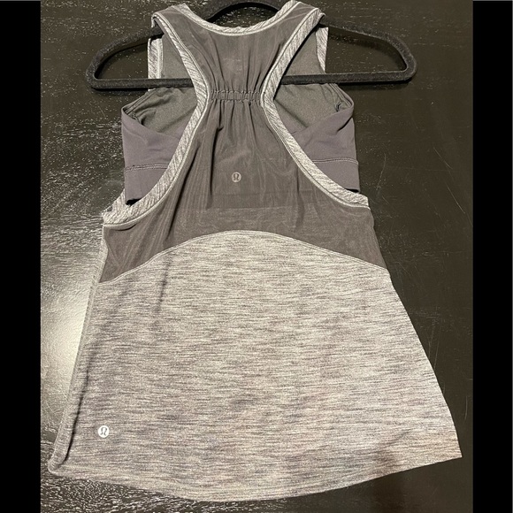 lululemon athletica Tops - Lululemon charcoal heathered racer back mesh layered tank 4